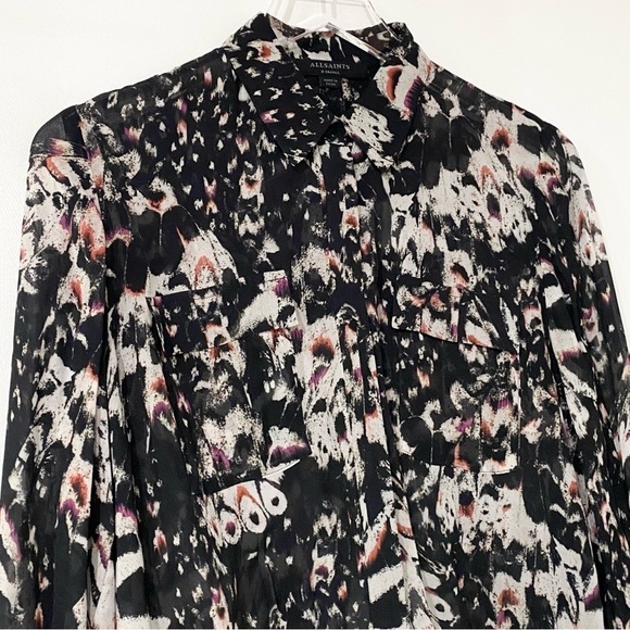 All Saints Adeliza Wing Abstract Shirt Black XS‎ - Picture 6 of 9